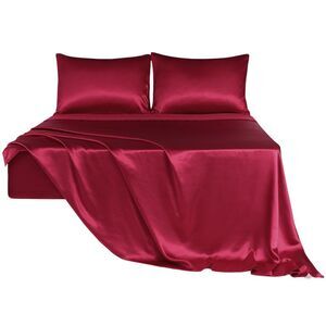 4pcs Sheet Set Soft Luxury Silky Bedding Set with 2 Pillowcases Queen Burgundy